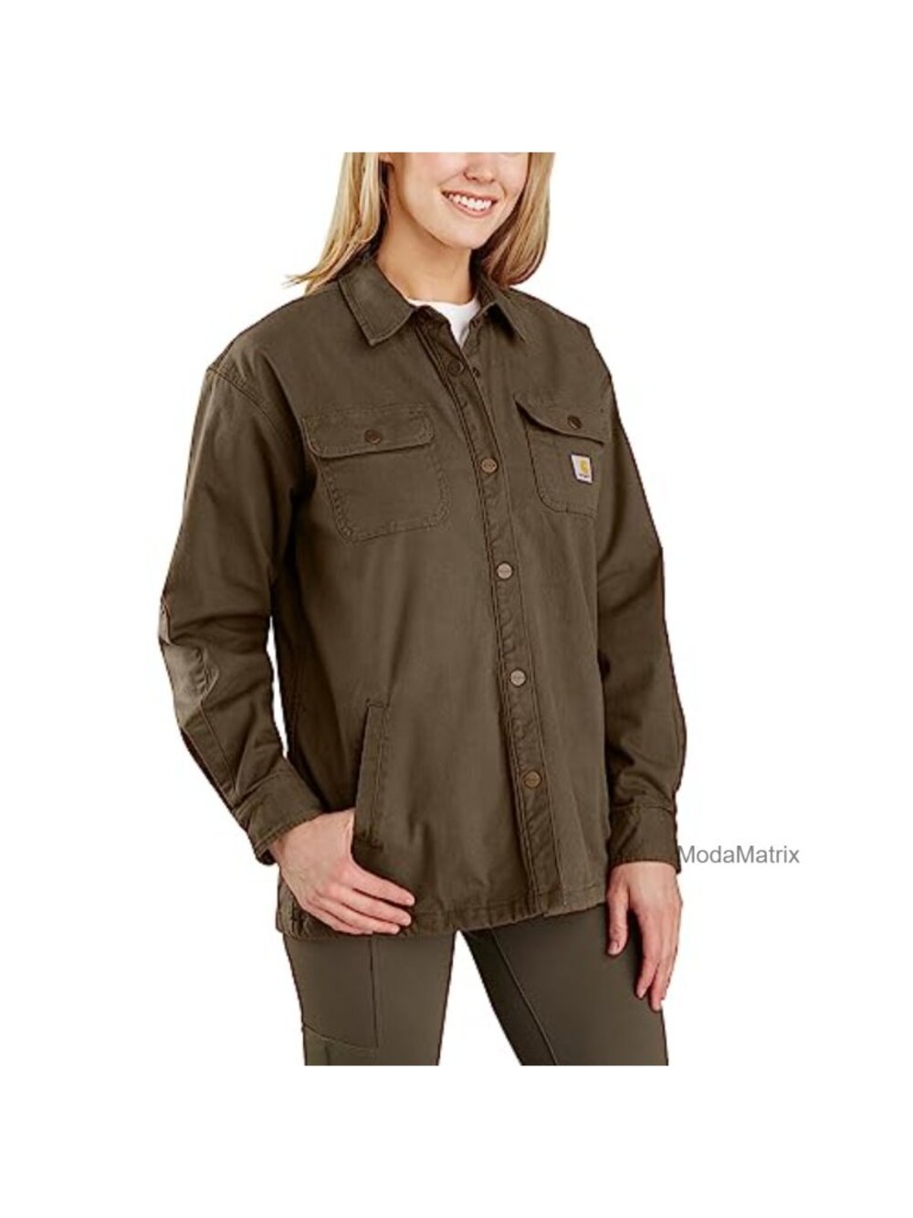 Rugged Flex Loose Fit Canvas Fleece-Lined Shirt Jac Work Utility Outerwear